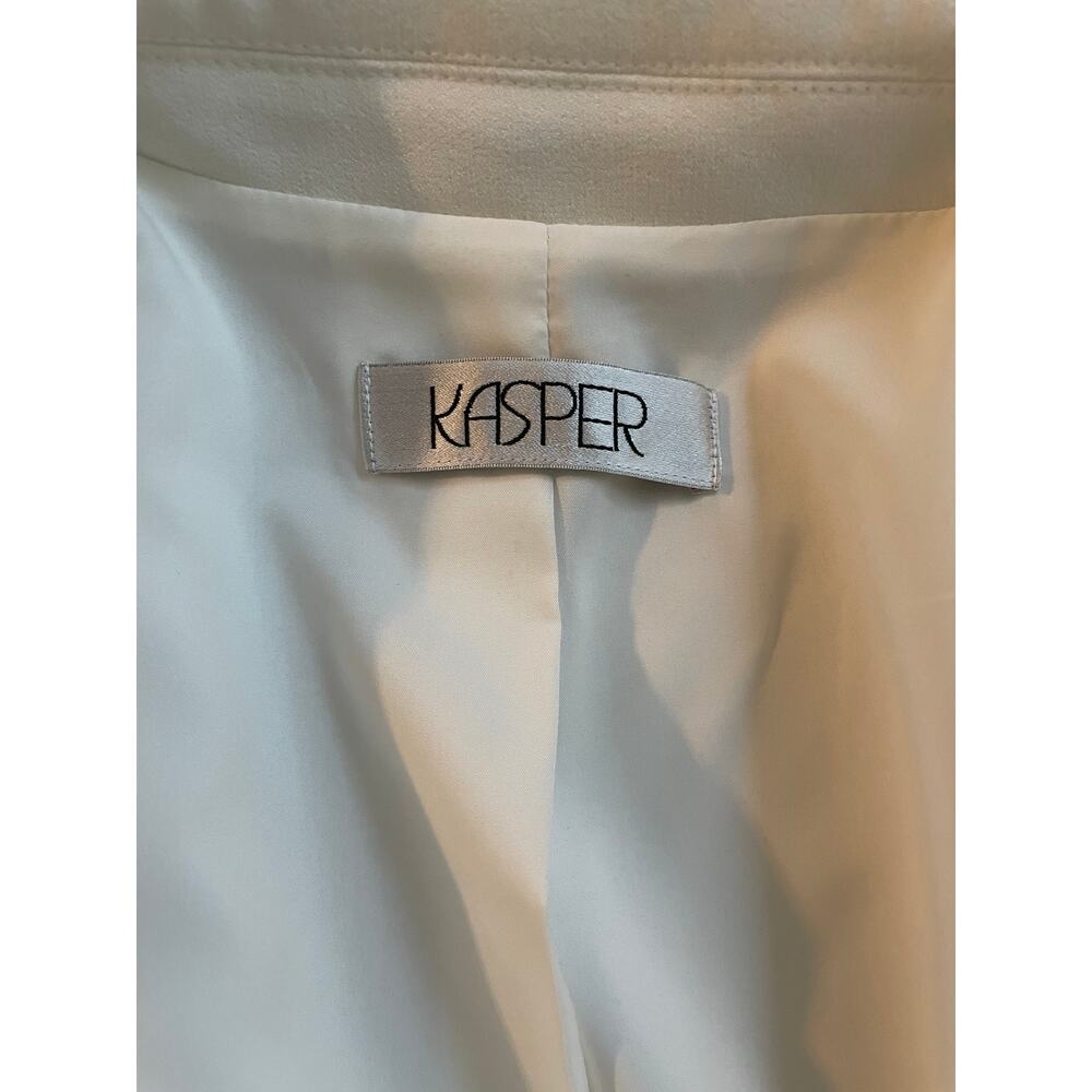 Kasper White 2 Piece Suit Dress Size 14 Single Button Jacket Modest - Picture 5 of 9